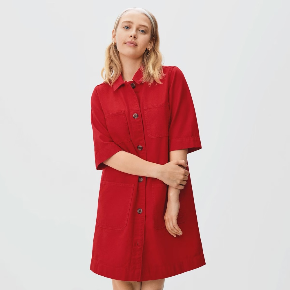 Everlane Red Button-Up Dress - Size 4